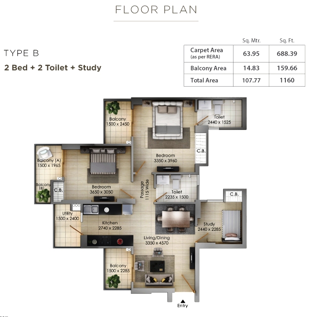 1160 Sq Ft.