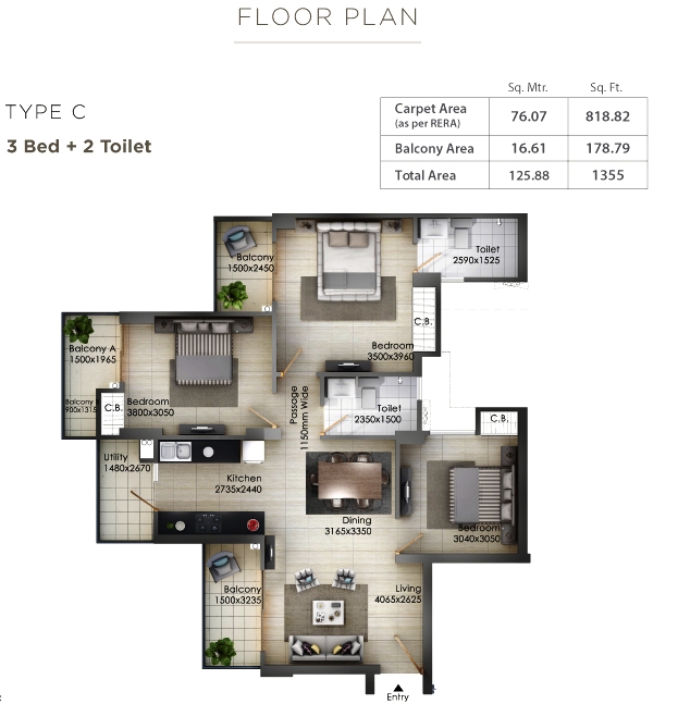 1355Sq Ft.